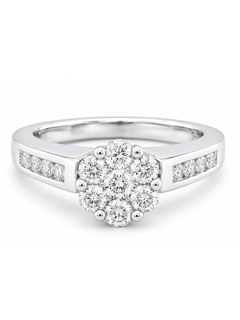 Genuine Diamonds Engagement Ring 14k White Gold